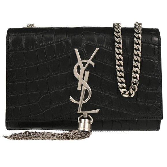 Saint Laurent Black Embossed Leather Kate Shoulder Bag 195655 - Picture 1 of 9